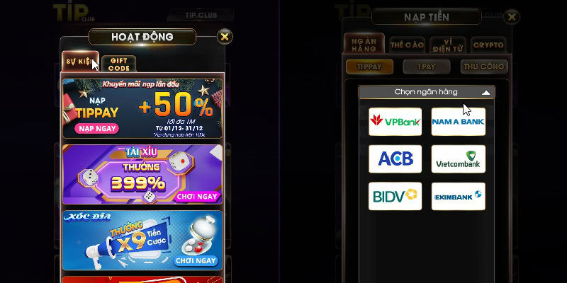 Các trò chơi hiện được Tipclub thưởng cao cho người thắng